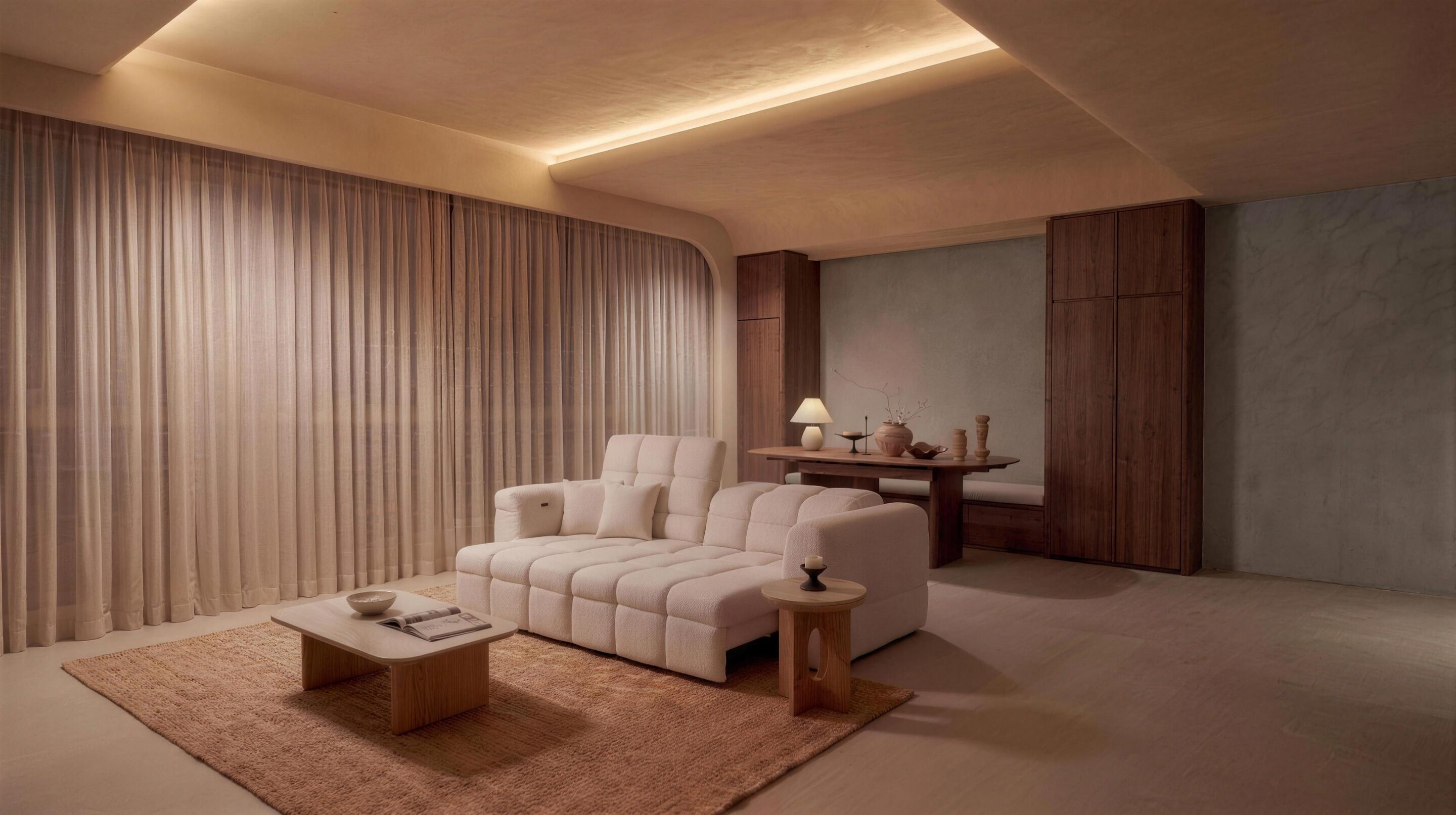 Klara sofa in golden evening light in a warm living room