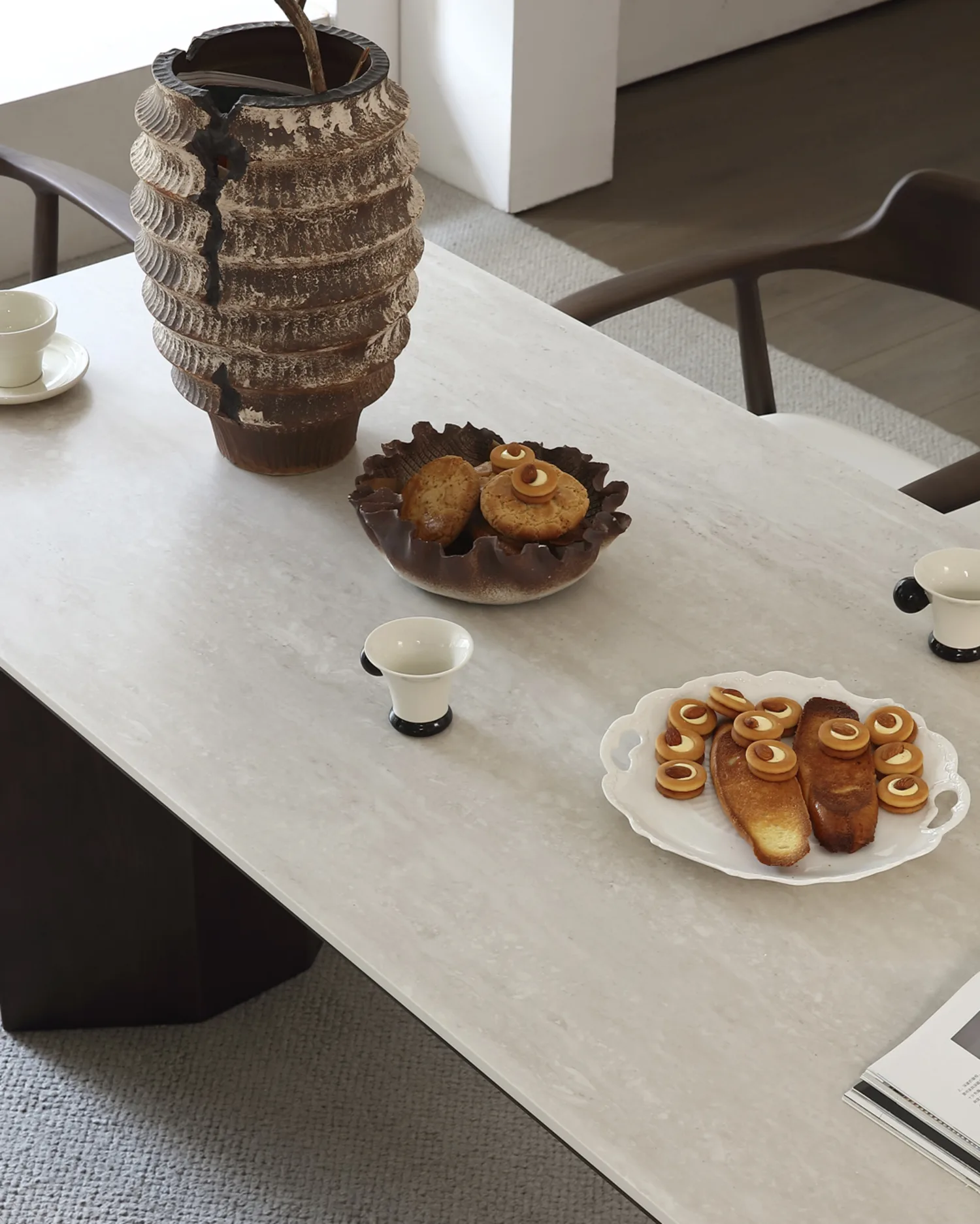 The sintered stone top of the Rumi dining table, seen close